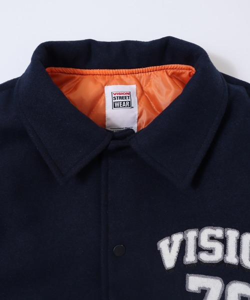 VISION STREET WEAR（ヴィジョンストリートウェア）の「【VISION STREET WEAR】ビッグシルエット メルトンコーチジャケット（スタジャン・レディース・ネイビー/ブラック/グリーン・MEDIUM/LARGE/X-LARGE）」の12枚目の写真
