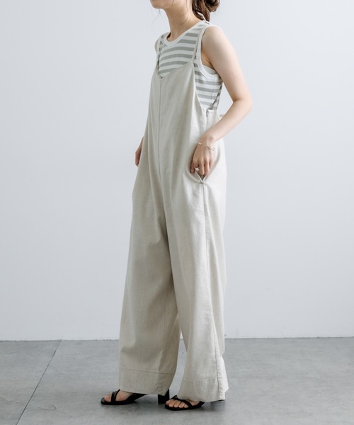 PUAL CE CIN（ピュアルセシン）の「麻テンセルストレッチサロペット（サロペット/オーバーオール・レディース・ブラック/マスタード/ナチュラル・FREE）」の16枚目の写真