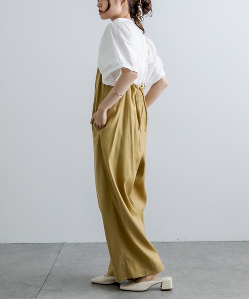 PUAL CE CIN（ピュアルセシン）の「麻テンセルストレッチサロペット（サロペット/オーバーオール・レディース・ブラック/マスタード/ナチュラル・FREE）」の11枚目の写真