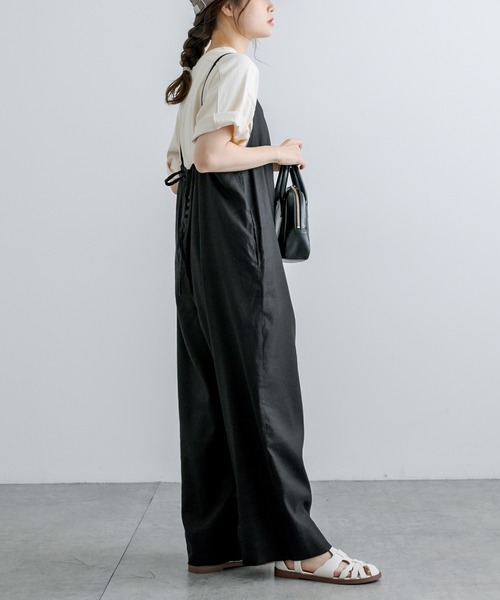 PUAL CE CIN（ピュアルセシン）の「麻テンセルストレッチサロペット（サロペット/オーバーオール・レディース・ブラック/マスタード/ナチュラル・FREE）」の17枚目の写真