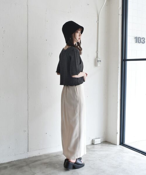RETRO GIRL（レトロガール）の「ワッフルボーダー肩アキTee（Tシャツ/カットソー・レディース・ホワイト系その他/ブラック系その他3/グリーン系その他3・FREE）」の13枚目の写真