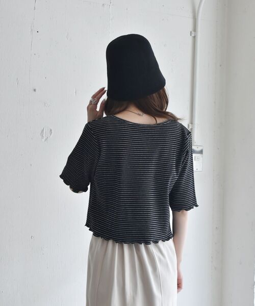 RETRO GIRL（レトロガール）の「ワッフルボーダー肩アキTee（Tシャツ/カットソー・レディース・ホワイト系その他/ブラック系その他3/グリーン系その他3・FREE）」の17枚目の写真
