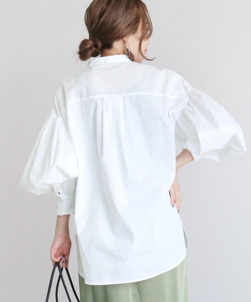 reca(レカ)の「ボリュームスリーブブラウス(シャツ/ブラウス・レディース・ホワイト/ブラック/オレンジ系その他/グレイッシュベージュ/ライトグレー/スカイブルー・M)」の8枚目の写真