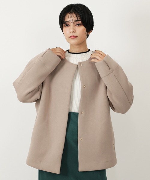 LOUISE ODIER(ルイーズオディール)の「ダンボールノーカラージャケット(ノーカラージャケット・レディース・グレー/ブラック/グレイッシュベージュ/モカ・LARGE/MEDIUM)」の4枚目の写真