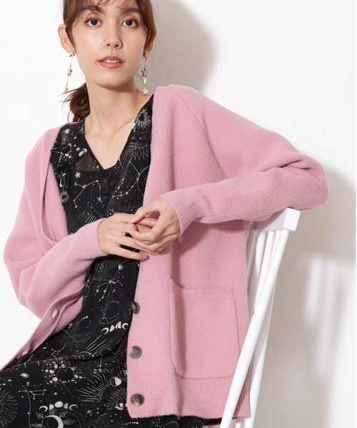 プリーツブリーズピンク ボレロカーディガン ハニーズ Honeys リボン使いボレロ トップス ボレロ カーディガン 長袖