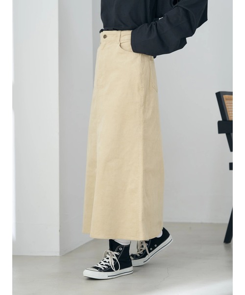 earth music&ecology(アースミュージックアンドエコロジー)の「コーデュロイスカート(スカート・レディース・ベージュ/ネイビー/ボルドー・S/M)」の5枚目の写真