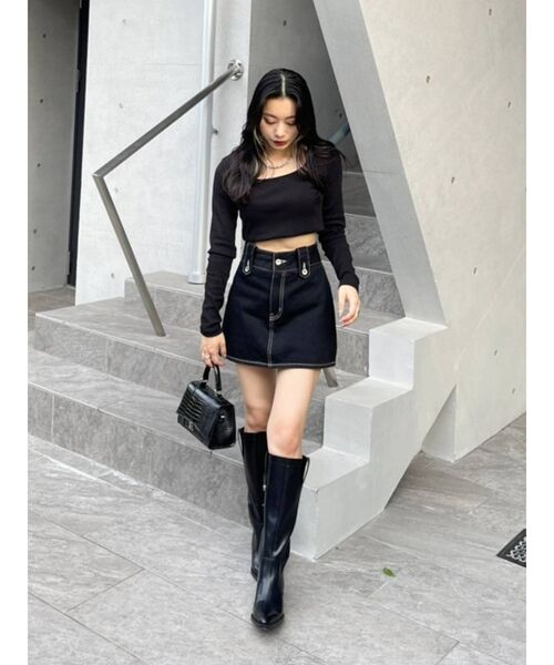 EVRIS（エヴリス）の「スクエアネッククロップドトップス（Tシャツ/カットソー・レディース・グレー/ホワイト/ブラック・FREE）」の11枚目の写真