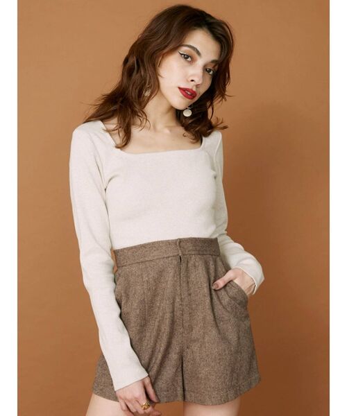 EVRIS（エヴリス）の「スクエアネッククロップドトップス（Tシャツ/カットソー・レディース・グレー/ホワイト/ブラック・FREE）」の8枚目の写真