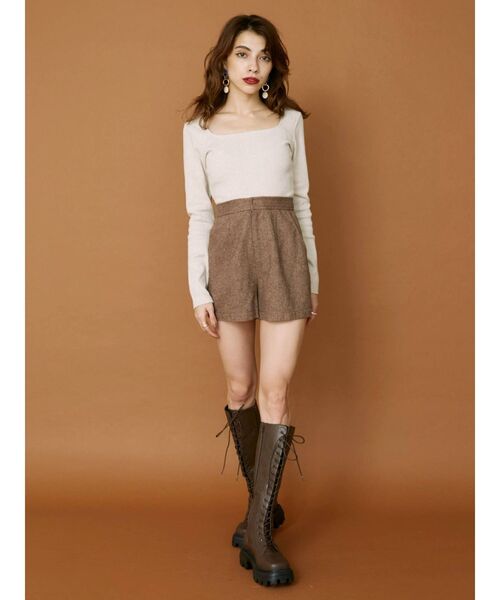 EVRIS（エヴリス）の「スクエアネッククロップドトップス（Tシャツ/カットソー・レディース・グレー/ホワイト/ブラック・FREE）」の14枚目の写真