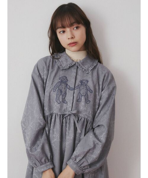 merry jenny（メリージェニー）の「bearジャガードシャツワンピース（ワンピース・レディース・ブラウン/ブルー/ブラック・FREE）」の11枚目の写真