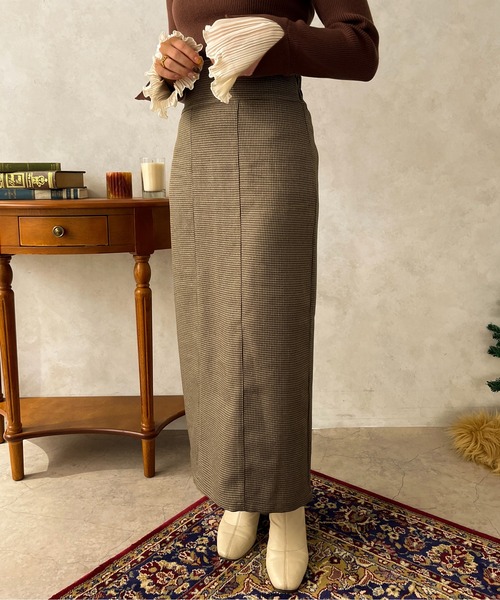 apres jour clair(アプレジュールクレア)の「【apres jour clair】【SETUP可能】アソートハイウエストナロースカート【ZOZOTOWN限定アイテム】(スカート・レディース・ブラウン系その他/ブラック系その他/ライトブラウン・フリー/X-LARGE)」の3枚目の写真