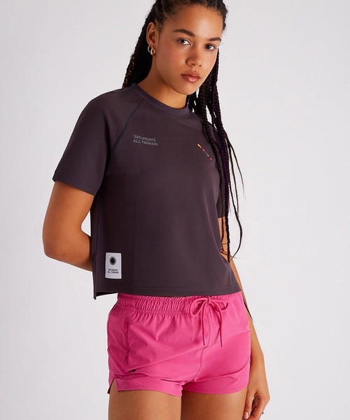 Saturdays NYC(サタデーズ ニューヨークシティ )の「All Terrain Lightweight Cropped SS Tee(Tシャツ/カットソー・レディース・ブラック/ミント・L/M/S)」の2枚目の写真
