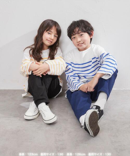 coen（コーエン）の「パネルボーダーロングスリーブTシャツ（Tシャツ/カットソー・キッズ・オレンジ/コバルトブルー・100/110/120/130/140/150）」の3枚目の写真