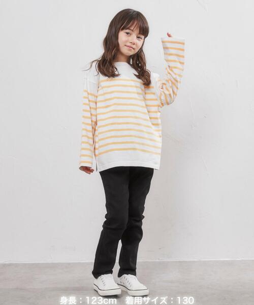 coen（コーエン）の「パネルボーダーロングスリーブTシャツ（Tシャツ/カットソー・キッズ・オレンジ/コバルトブルー・100/110/120/130/140/150）」の4枚目の写真