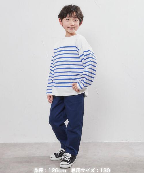 coen（コーエン）の「パネルボーダーロングスリーブTシャツ（Tシャツ/カットソー・キッズ・オレンジ/コバルトブルー・100/110/120/130/140/150）」の5枚目の写真