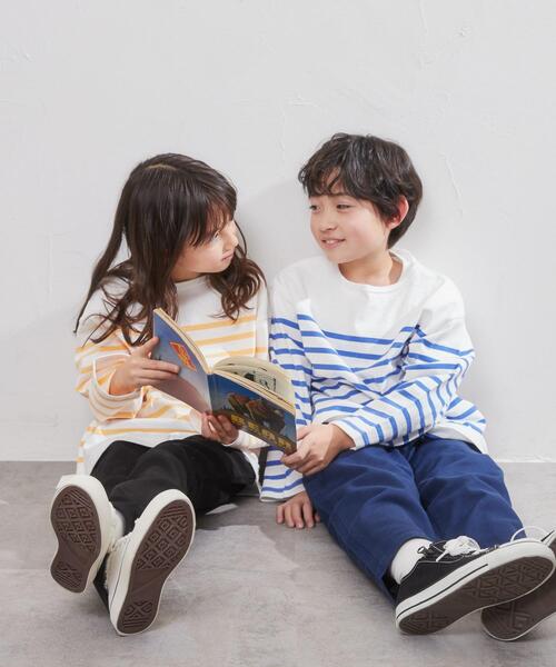 coen（コーエン）の「パネルボーダーロングスリーブTシャツ（Tシャツ/カットソー・キッズ・オレンジ/コバルトブルー・100/110/120/130/140/150）」の6枚目の写真