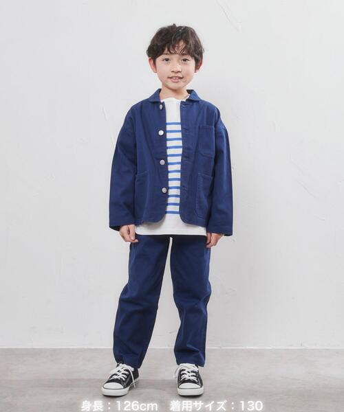 coen（コーエン）の「パネルボーダーロングスリーブTシャツ（Tシャツ/カットソー・キッズ・オレンジ/コバルトブルー・100/110/120/130/140/150）」の7枚目の写真