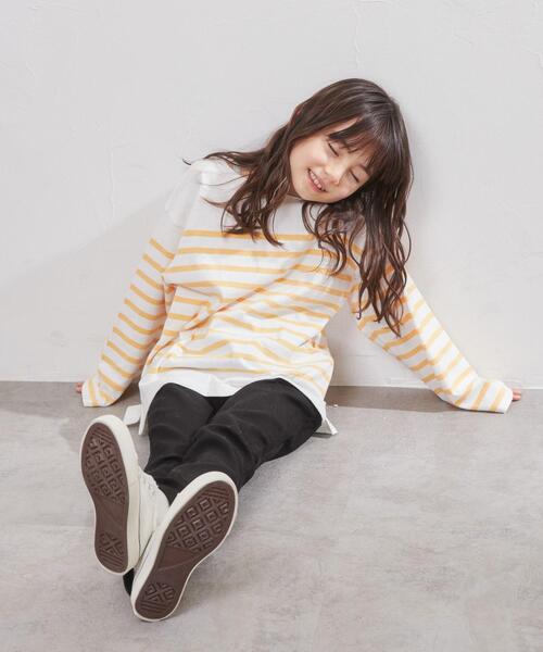 coen（コーエン）の「パネルボーダーロングスリーブTシャツ（Tシャツ/カットソー・キッズ・オレンジ/コバルトブルー・100/110/120/130/140/150）」の9枚目の写真