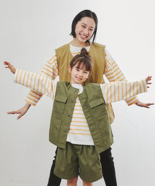 coen（コーエン）の「パネルボーダーロングスリーブTシャツ（Tシャツ/カットソー・キッズ・オレンジ/コバルトブルー・100/110/120/130/140/150）」の16枚目の写真