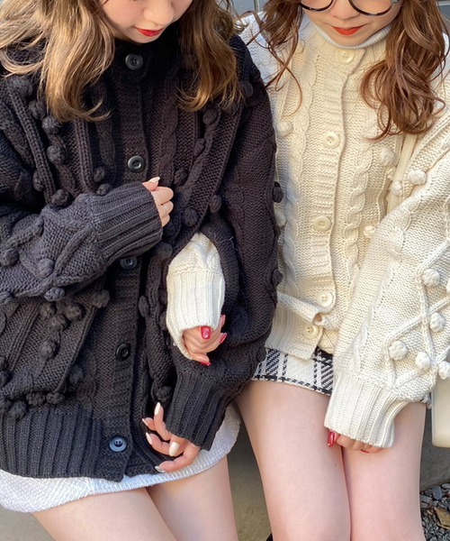 one after another NICE CLAUP(ワンアフターアナザーナイスクラップ)の「ぽこぽこゆるっとカーディガン 2023SS(カーディガン/ボレロ・レディース・ブラック/アイボリー/ピンク・FREE)」の16枚目の写真