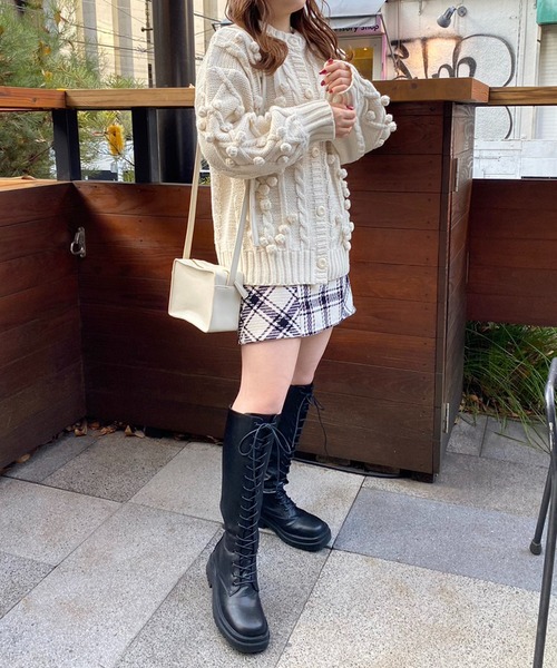 one after another NICE CLAUP(ワンアフターアナザーナイスクラップ)の「ぽこぽこゆるっとカーディガン 2023SS(カーディガン/ボレロ・レディース・ブラック/アイボリー/ピンク・FREE)」の6枚目の写真