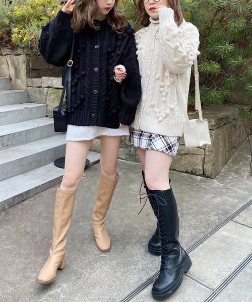 one after another NICE CLAUP(ワンアフターアナザーナイスクラップ)の「ぽこぽこゆるっとカーディガン 2023SS(カーディガン/ボレロ・レディース・ブラック/アイボリー/ピンク・FREE)」の17枚目の写真
