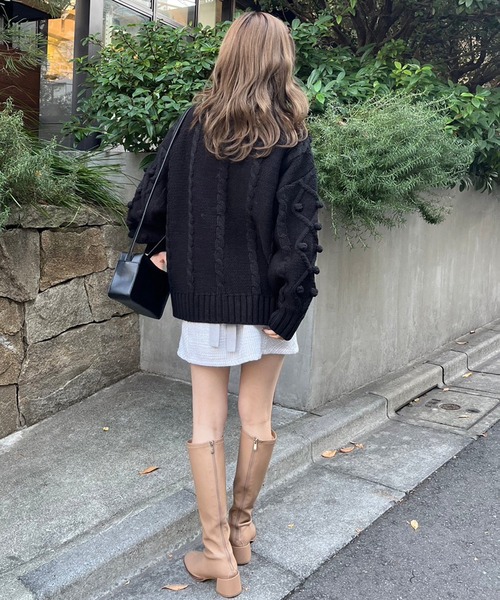 one after another NICE CLAUP(ワンアフターアナザーナイスクラップ)の「ぽこぽこゆるっとカーディガン 2023SS(カーディガン/ボレロ・レディース・ブラック/アイボリー/ピンク・FREE)」の10枚目の写真