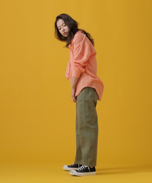 AVIREX（アヴィレックス）の「DOUBLE GAUZE WESTERN SHIRT/ ダブルガーゼ ウエスタンシャツ（シャツ/ブラウス・レディース・オリーブ/ベージュ/オレンジ・SMALL/MEDIUM）」の7枚目の写真