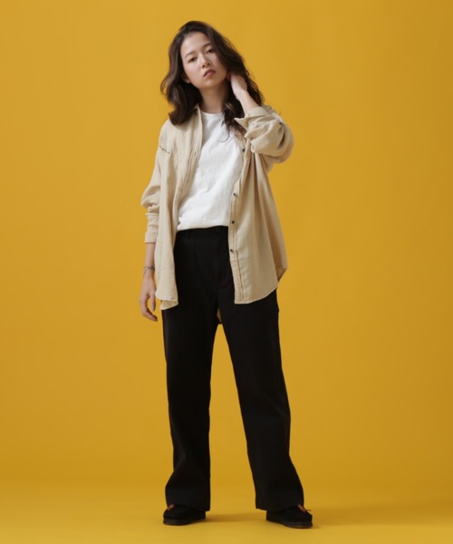 AVIREX（アヴィレックス）の「DOUBLE GAUZE WESTERN SHIRT/ ダブルガーゼ ウエスタンシャツ（シャツ/ブラウス・レディース・オリーブ/ベージュ/オレンジ・SMALL/MEDIUM）」の8枚目の写真