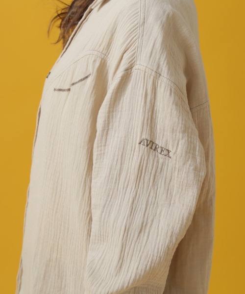 AVIREX（アヴィレックス）の「DOUBLE GAUZE WESTERN SHIRT/ ダブルガーゼ ウエスタンシャツ（シャツ/ブラウス・レディース・オリーブ/ベージュ/オレンジ・SMALL/MEDIUM）」の13枚目の写真