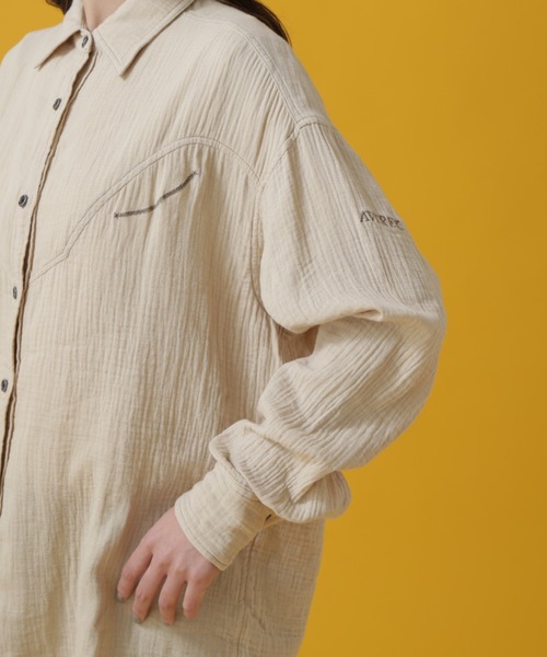 AVIREX（アヴィレックス）の「DOUBLE GAUZE WESTERN SHIRT/ ダブルガーゼ ウエスタンシャツ（シャツ/ブラウス・レディース・オリーブ/ベージュ/オレンジ・SMALL/MEDIUM）」の15枚目の写真