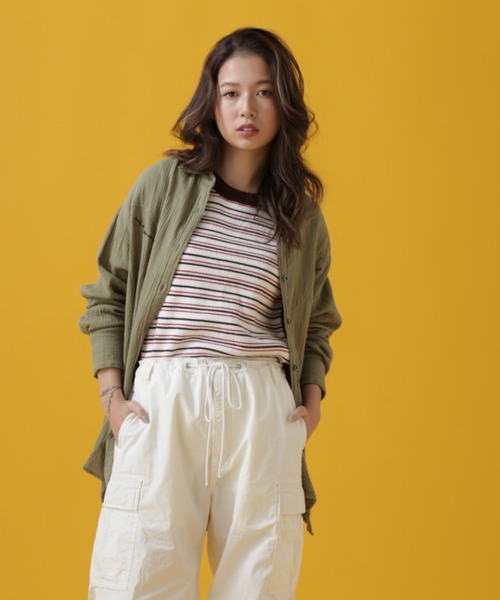 AVIREX（アヴィレックス）の「DOUBLE GAUZE WESTERN SHIRT/ ダブルガーゼ ウエスタンシャツ（シャツ/ブラウス・レディース・オリーブ/ベージュ/オレンジ・SMALL/MEDIUM）」の16枚目の写真