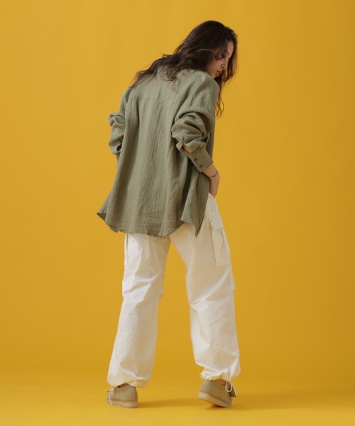 AVIREX（アヴィレックス）の「DOUBLE GAUZE WESTERN SHIRT/ ダブルガーゼ ウエスタンシャツ（シャツ/ブラウス・レディース・オリーブ/ベージュ/オレンジ・SMALL/MEDIUM）」の18枚目の写真