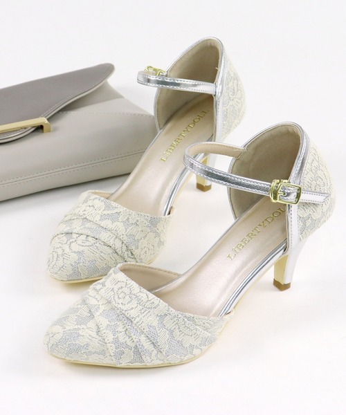 LibertyDoll(リバティードール)の「LibertyDoll/ポインテッドトゥセパレートストラップグリッターパンプス(1201/1201-SA)(パンプス・レディース・ベージュ/ブラック/シルバー・SS/L/M/3L/LL/S)」の3枚目の写真