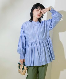 コクーンフォルム ストライプ ブラウス