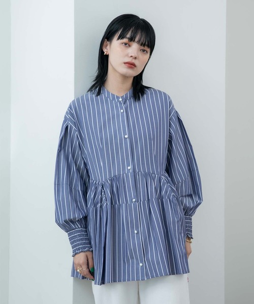 Eimee Law（エイミーロウ）の「コクーンフォルム ストライプ ブラウス（シャツ/ブラウス・レディース・ライトブルー/インディゴブルー/アイボリー・38）」の16枚目の写真