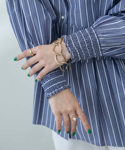 Eimee Law（エイミーロウ）の「コクーンフォルム ストライプ ブラウス（シャツ/ブラウス・レディース・ライトブルー/インディゴブルー/アイボリー・38）」の8枚目の写真