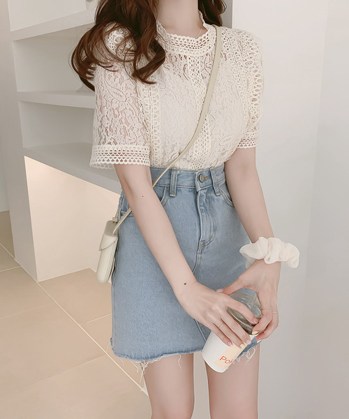 Girly Doll(ガーリードール)の「レース半袖ブラウス(シャツ/ブラウス・レディース・ベージュ/ホワイト/ピンク/ブラック・F)」の16枚目の写真