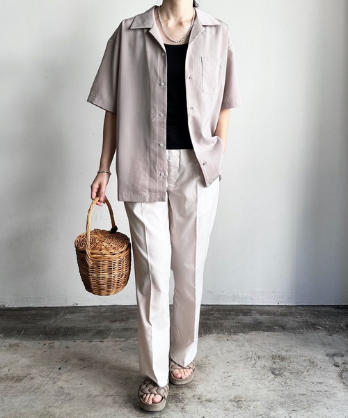 COMMON WARE(コモンウェアー)の「COMMONWARE:PE オープンカラーシャツ S/S(シャツ/ブラウス・レディース・グレイッシュベージュ/グリーン/ブラック/モカ/サックスブルー/オフホワイト・L/XL/M)」の19枚目の写真