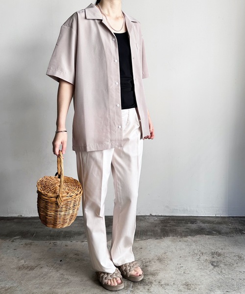 COMMON WARE(コモンウェアー)の「COMMONWARE:PE オープンカラーシャツ S/S(シャツ/ブラウス・レディース・グレイッシュベージュ/グリーン/ブラック/モカ/サックスブルー/オフホワイト・L/XL/M)」の20枚目の写真