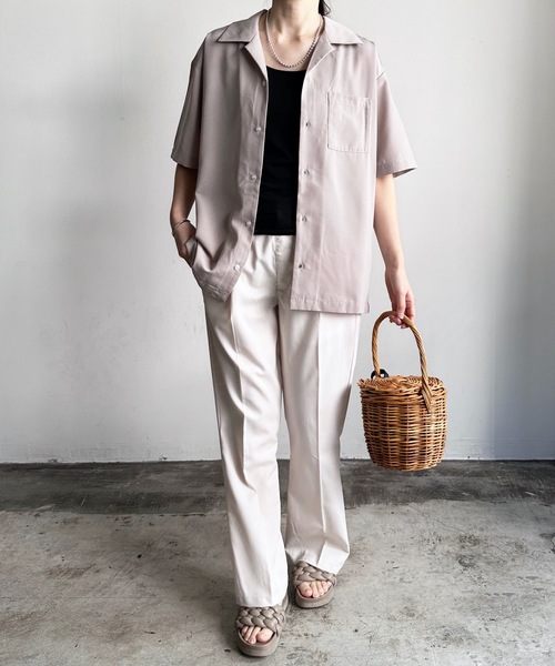 COMMON WARE(コモンウェアー)の「COMMONWARE:PE オープンカラーシャツ S/S(シャツ/ブラウス・レディース・グレイッシュベージュ/グリーン/ブラック/モカ/サックスブルー/オフホワイト・L/XL/M)」の21枚目の写真