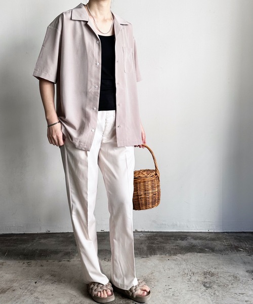 COMMON WARE(コモンウェアー)の「COMMONWARE:PE オープンカラーシャツ S/S(シャツ/ブラウス・レディース・グレイッシュベージュ/グリーン/ブラック/モカ/サックスブルー/オフホワイト・L/XL/M)」の22枚目の写真