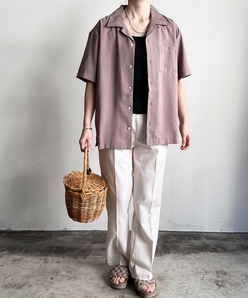 COMMON WARE(コモンウェアー)の「COMMONWARE:PE オープンカラーシャツ S/S(シャツ/ブラウス・レディース・グレイッシュベージュ/グリーン/ブラック/モカ/サックスブルー/オフホワイト・L/XL/M)」の16枚目の写真