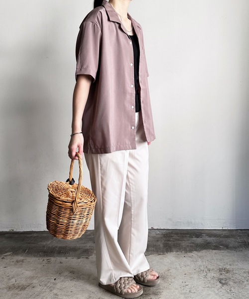COMMON WARE(コモンウェアー)の「COMMONWARE:PE オープンカラーシャツ S/S(シャツ/ブラウス・レディース・グレイッシュベージュ/グリーン/ブラック/モカ/サックスブルー/オフホワイト・L/XL/M)」の17枚目の写真