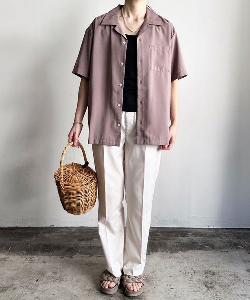 COMMON WARE(コモンウェアー)の「COMMONWARE:PE オープンカラーシャツ S/S(シャツ/ブラウス・レディース・グレイッシュベージュ/グリーン/ブラック/モカ/サックスブルー/オフホワイト・L/XL/M)」の18枚目の写真
