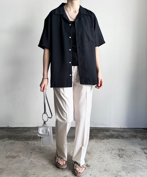 COMMON WARE(コモンウェアー)の「COMMONWARE:PE オープンカラーシャツ S/S(シャツ/ブラウス・レディース・グレイッシュベージュ/グリーン/ブラック/モカ/サックスブルー/オフホワイト・L/XL/M)」の11枚目の写真