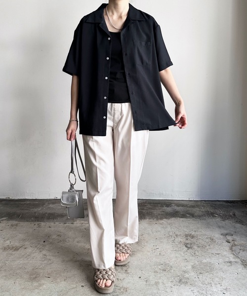 COMMON WARE(コモンウェアー)の「COMMONWARE:PE オープンカラーシャツ S/S(シャツ/ブラウス・レディース・グレイッシュベージュ/グリーン/ブラック/モカ/サックスブルー/オフホワイト・L/XL/M)」の13枚目の写真