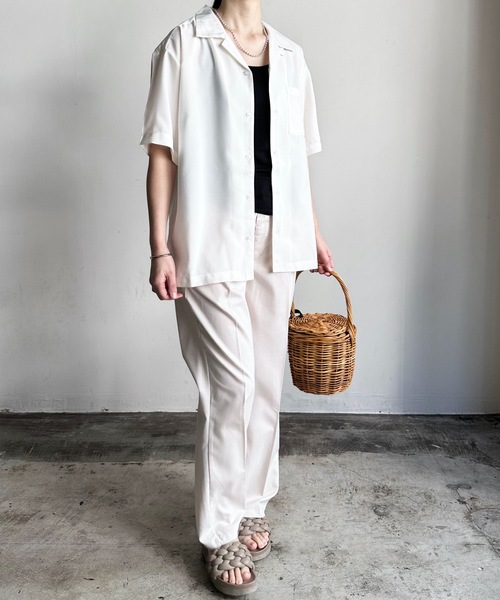 COMMON WARE(コモンウェアー)の「COMMONWARE:PE オープンカラーシャツ S/S(シャツ/ブラウス・レディース・グレイッシュベージュ/グリーン/ブラック/モカ/サックスブルー/オフホワイト・L/XL/M)」の10枚目の写真