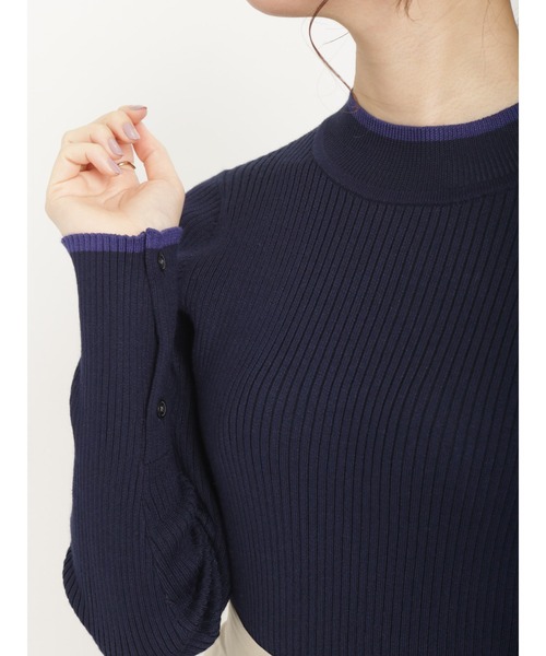 Te chichi（テチチ）の「2way袖口スリットリブニット（ニット/セーター・レディース・ネイビー/グリーン/ブラック/オフホワイト・ﾌﾘ-）」の9枚目の写真