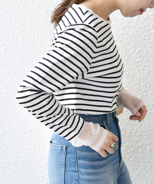 SHIPS any:〈洗濯機可能〉レイヤード スリーブメッシュ プルオーバー